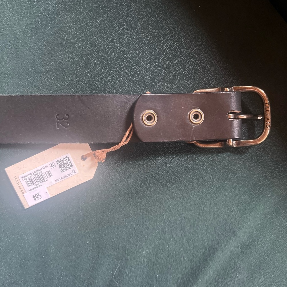 Tecovas Dark Leather Belt with Brass Buckle